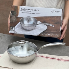 Chảo inox đúc nguyên khối sâu lòng Kaiyo Nhật Bản size 16-18-20-24-26