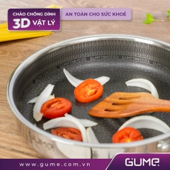 Chảo Gume Hàn Quốc có nắp inox 304 phủ lớp chống dính vật lý 3D cao cấp