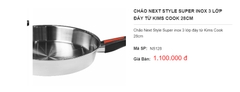 Chảo Next Style Super inox 3 lớp đáy từ Kims Cook 28cm