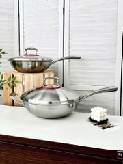 Chảo sâu lòng nắp inox Chockmen size 32cm