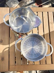 Bộ nồi xửng hấp siêu xinh size 20cm Chockmen, inox 18/10, đáy liền nguyên khối