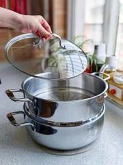 Bộ nồi xửng hấp siêu xinh size 20cm Chockmen, inox 18/10, đáy liền nguyên khối