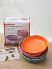 Set 4 đĩa gốm sứ cầu vồng sâu lòng dáng tròn size 20cm mã KCC-5080