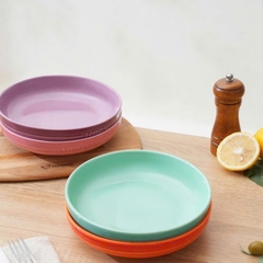 Set 4 đĩa gốm sứ cầu vồng sâu lòng dáng tròn size 20cm mã KCC-5080