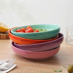 Set 4 đĩa gốm sứ cầu vồng sâu lòng dáng tròn size 20cm mã KCC-5080