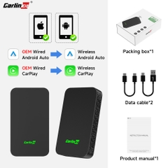 [Carlinkit 5.0 2air] Bộ chuyển đổi kết nối Apple Carplay + Android Auto có dây thành không dây cho xe ô tô thế hệ thứ 5 (mới nhất)
