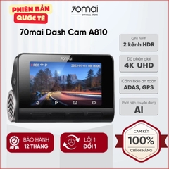 Camera hành trình 70mai A810 Ghi hình đồng thời 2 mắt trước sau, video chất lượng 4K UHD