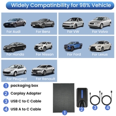 [GT1] Bộ chuyển đổi kết nối Apple Carplay/Android auto CÓ DÂY thành KHÔNG DÂY 4 trong 1