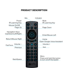 [G20S PRO BT] Điều khiển từ xa/Remote TV/chuột bay, 2 chế độ Bluetooth + 2.4G Wireless, trợ lý giọng nói, đèn nền