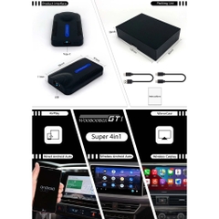 [GT1] Bộ chuyển đổi kết nối Apple Carplay/Android auto CÓ DÂY thành KHÔNG DÂY 4 trong 1