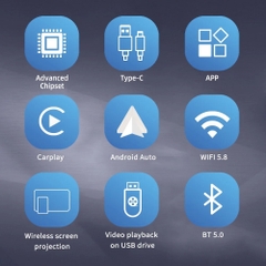 [GT1] Bộ chuyển đổi kết nối Apple Carplay/Android auto CÓ DÂY thành KHÔNG DÂY 4 trong 1