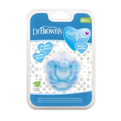 Ty ngậm Dr.Brown's siêu mềm đầu tròn Happy Paci- màu xanh, hồng dành cho bé 0 tháng trở lên