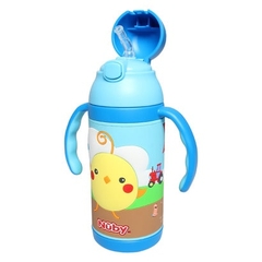 Bình uống nước ống hút 3D bằng Inox giữ nhiệt 2 nóng lạnh ,  Dung tích 385ml.