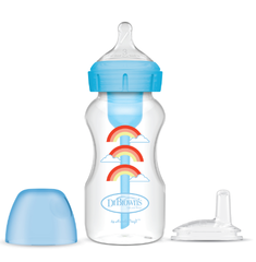 Bình sữa Dr Brown's chuyển đổi 2 giai đoạn cổ rộng 270ml PP mầu xanh - Mã hàng WB91605