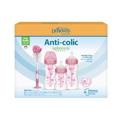 Bộ 3 bình sữa Dr.Browns cổ rộng nhựa PP gồm 1 bình 150ml, 2 bình 270ml, 1 ty ngậm 0-6M, 1 cọ bình sữa.