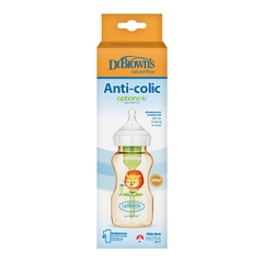 Bình sữa Dr Brown's "Option Plus" cổ rộng 270ml PPSU hoạ tiết con sư tử- Mã hàng WB91018-CH