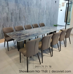 Bàn Ăn 10 Ghế Mặt Đá Cẩm Thạch 2417S