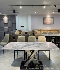 Bàn Ăn 6 Ghế Cao Cấp Chân Inox 2724S