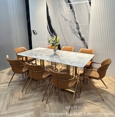 Bàn Ăn Cao Cấp 8 Ghế Chân Inox 2725S