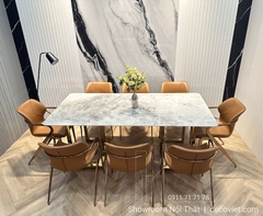 Bàn Ăn Cao Cấp 8 Ghế Chân Inox 2725S