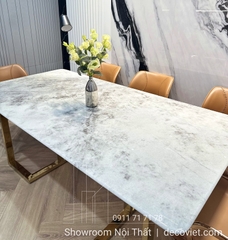 Bàn Ăn Cao Cấp 8 Ghế Chân Inox 2725S