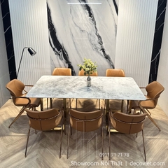 Bàn Ăn Cao Cấp 8 Ghế Chân Inox 2725S