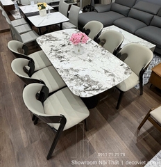 Bàn Ăn Chân Gỗ Mặt Đá 2864S