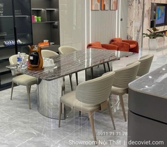 Bàn Ăn Chân Inox Mặt Đá Đẹp 2672S