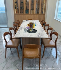Bàn Ăn Mặt Đá Chân Gỗ 2889S