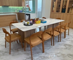 Bàn Ăn Mặt Đá Chân Gỗ 2889S