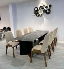Bàn Ăn Mặt Đá Chân Gỗ 8 Người 2524S