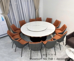 Bàn Ăn Tròn 12 Ghế Mặt Đá 2m 2526S