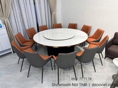 Bàn Ăn Tròn 12 Ghế Mặt Đá 2m 2526S
