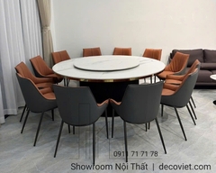 Bàn Ăn Tròn 12 Ghế Mặt Đá 2m 2526S