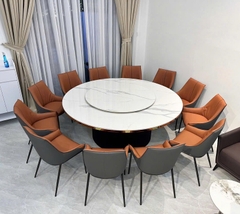 Bàn Ăn Tròn 12 Ghế Mặt Đá 2m 2526S