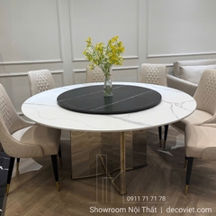 Bàn Ăn Tròn Chân Inox 8 Ghế 2865S