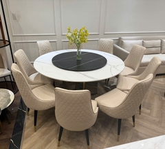 Bàn Ăn Tròn Chân Inox 8 Ghế 2865S