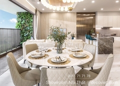 Bộ Bàn Ăn Tròn Mặt Đá 6 Ghế Giá Rẻ 1404S
