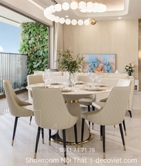 Bộ Bàn Ăn Tròn Mặt Đá 6 Ghế Giá Rẻ 1404S