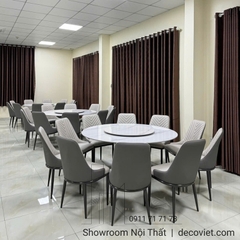 Bàn Ăn Tròn Xoay Mặt Đá 10 Ghế 2376S
