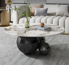 Bàn Sofa Tròn Mặt Đá Chân Inox 320S