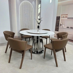 Bàn Tròn 6 Ghế Chân Inox 2867S