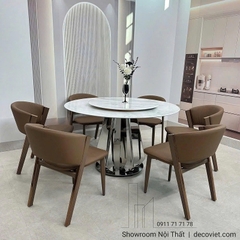 Bàn Tròn 6 Ghế Chân Inox 2867S