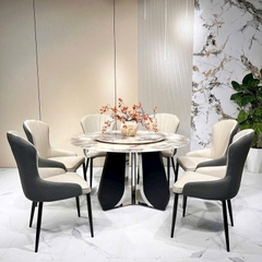 Bàn Tròn Xoay Mặt Đá 6 Ghế 2808S
