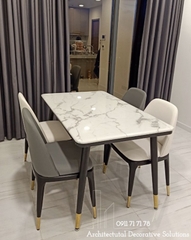 Bàn Ăn Mặt Đá 4 Ghế Giá Rẻ 491S