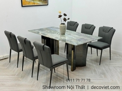 Bộ Bàn Ăn 6 Ghế Chân Sắt 1715S