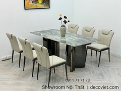Bộ Bàn Ăn 6 Ghế Chân Sắt 1715S