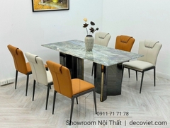 Bộ Bàn Ăn 6 Ghế Chân Sắt 1715S
