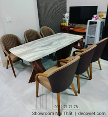 Bàn Ăn Mặt Đá Chân Gỗ Chất Lượng 1665S
