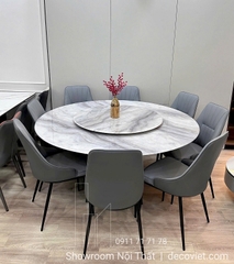 Bộ Bàn Ăn Tròn Mặt Đá 8 Người 2210S